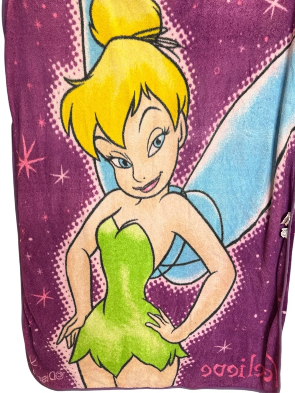 Disney Tinker Bell Believe Plush Throw Blanket in Purple, Green, Blue, Yellow